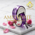 Perfume inspirado en Amethyste con presentación violeta y flores rosadas