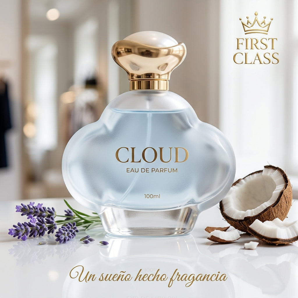 Frasco de perfume Cloud con coco y lavanda